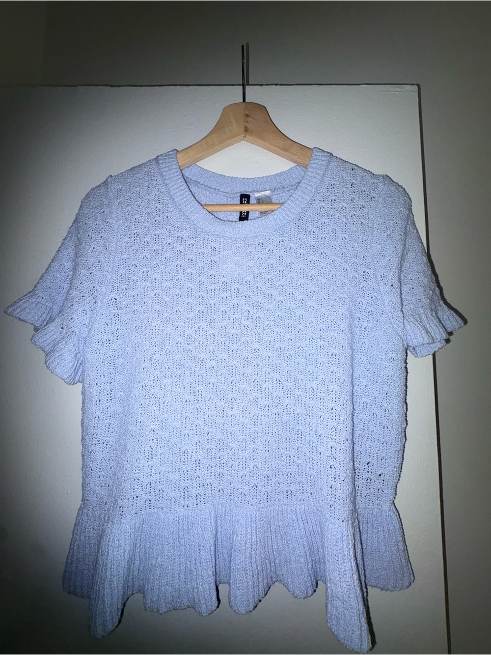 H&M Light Blue Ruffle Hem Knit Top - Picture 6 of 6
